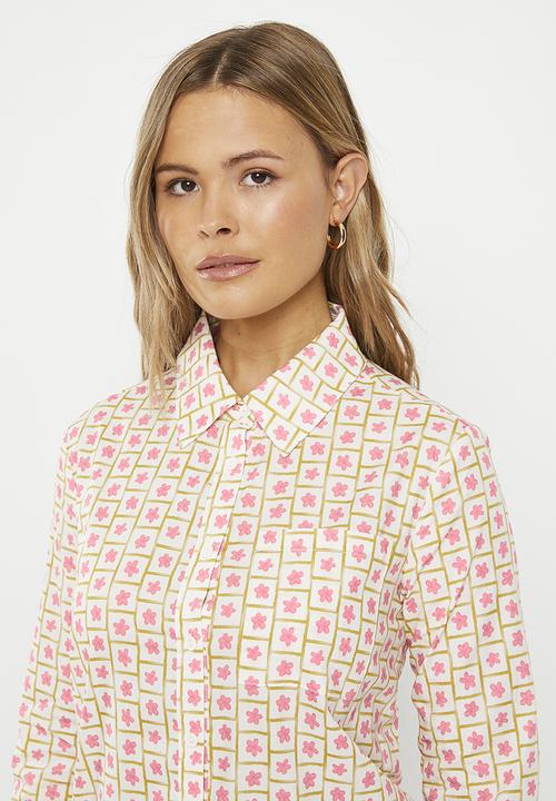 Glamorous - Daisy grid printed shirt - pink multi