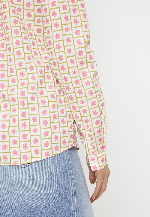 Glamorous - Daisy grid printed shirt - pink multi
