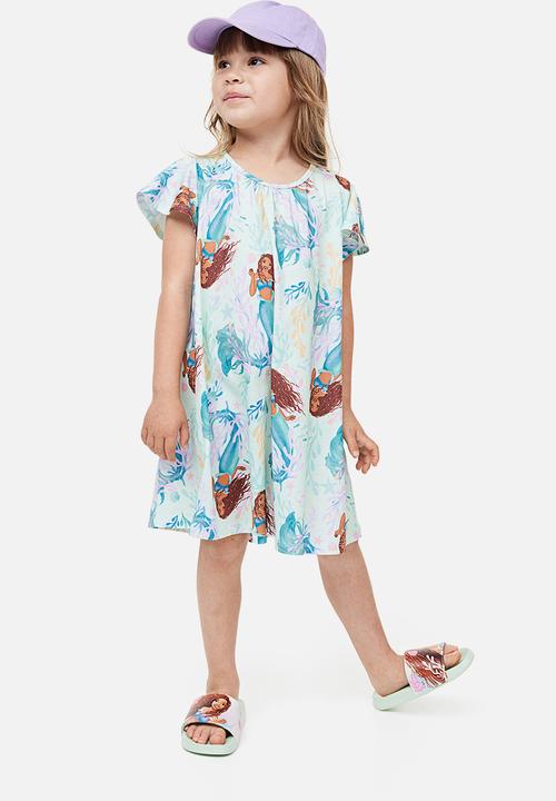 Printed jersey dress - mint green/the little mermaid - 1140055003