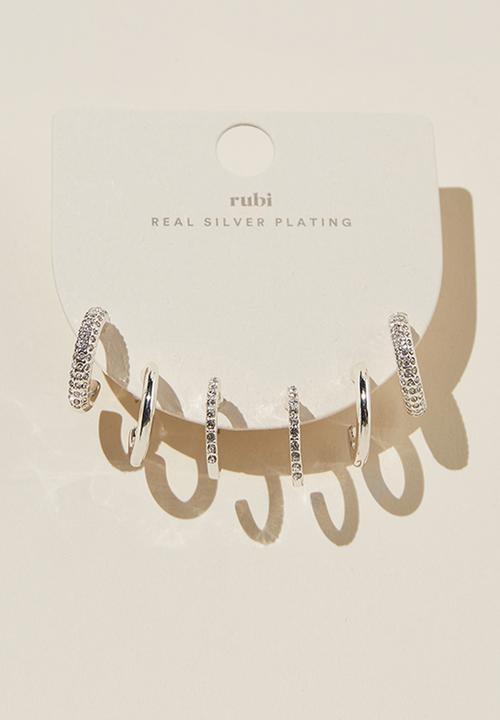 Rubi - 3 Pack mid earring - sterling silver plated dia