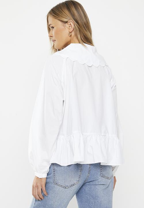 Glamorous - Peplum collared blouse - white