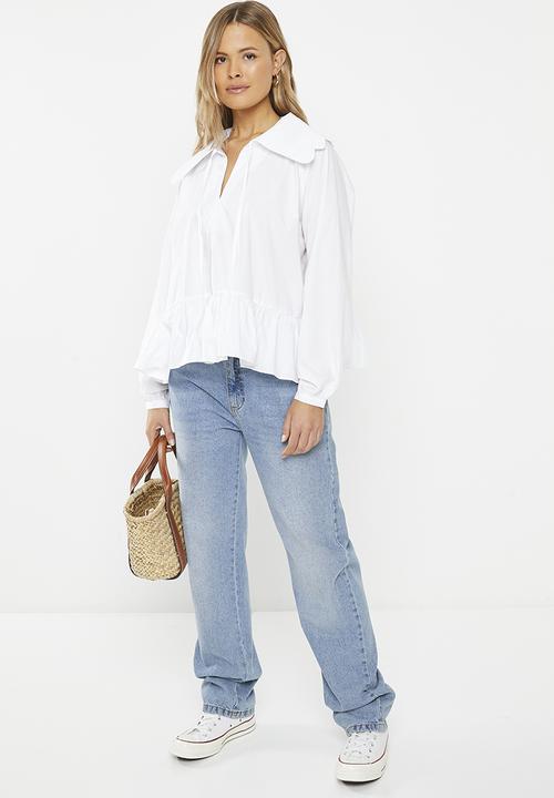 Glamorous - Peplum collared blouse - white