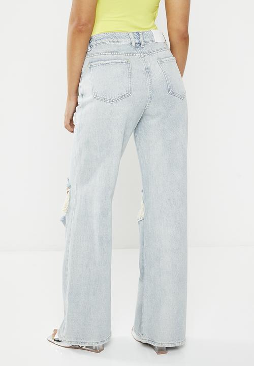 Glamorous - Knee rip wide leg - authentic bleach wash