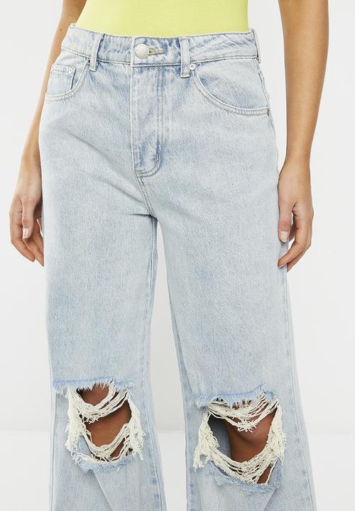 Glamorous - Knee rip wide leg - authentic bleach wash