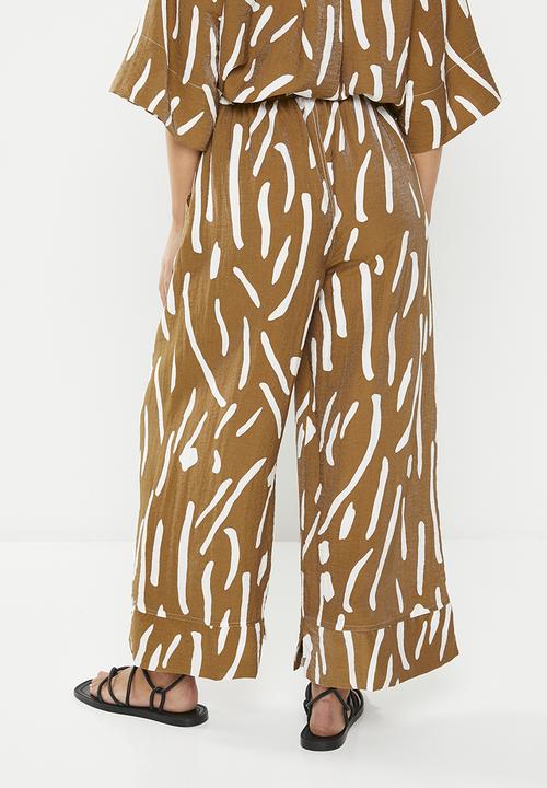 Me&B - Viscose cropped wide leg pant - kalahari