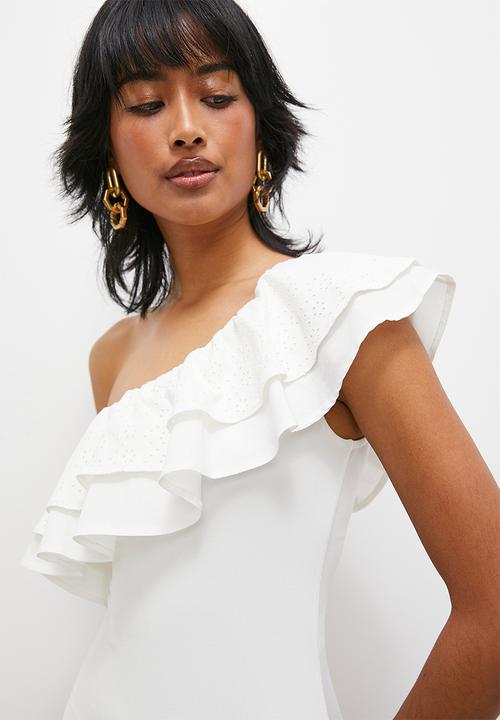 Superbalist - Asymmetrical angalise frill bodysuit - white