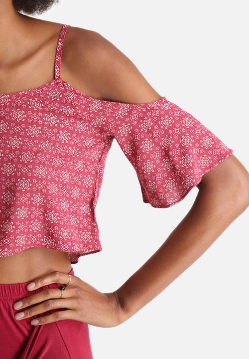 Influence. - Tile Print Rayon Cold Shoulder