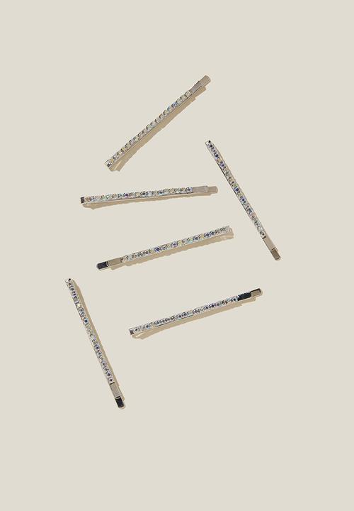 Rubi - 6pk hair pins - silver diamante