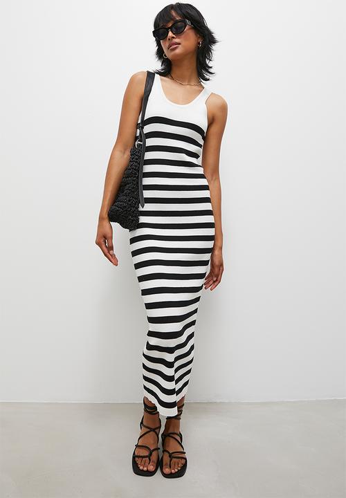 Superbalist - Lightweight knitwear tank dress - ecru & black