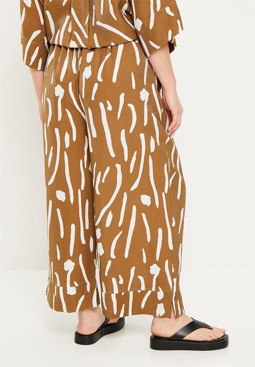 Me&B - Plus viscose cropped wide leg pant - kalahari