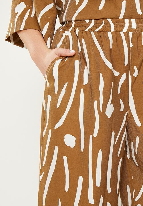 Me&B - Plus viscose cropped wide leg pant - kalahari