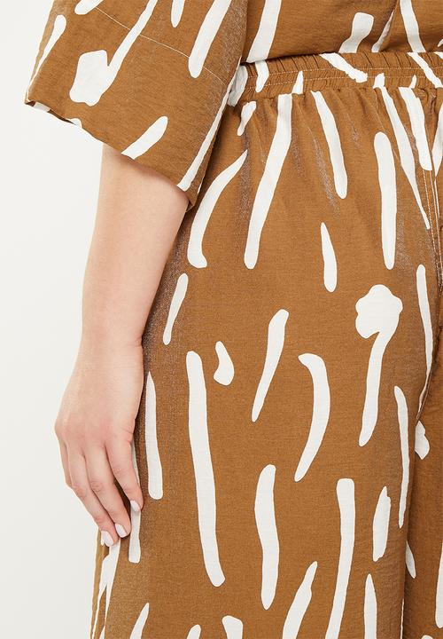 Me&B - Plus viscose cropped wide leg pant - kalahari