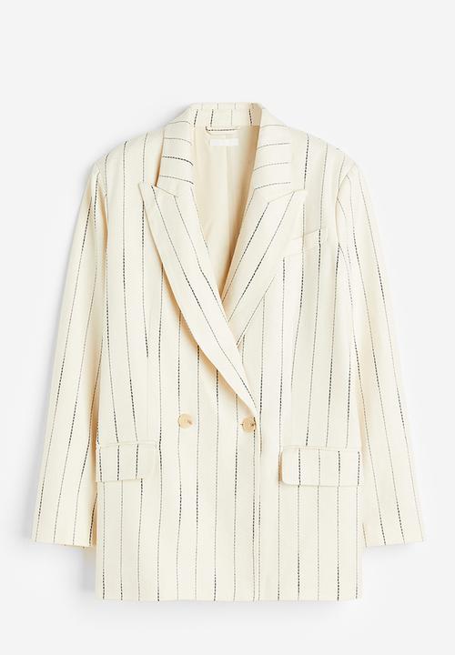H&M - Linen-blend blazer - white striped