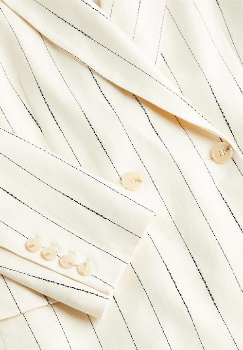 H&M - Linen-blend blazer - white striped
