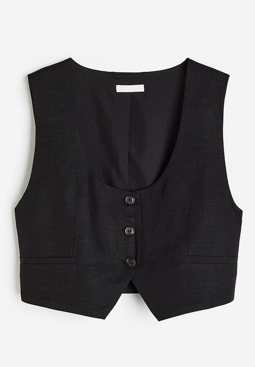 H&M - Linen-blend waistcoat - black
