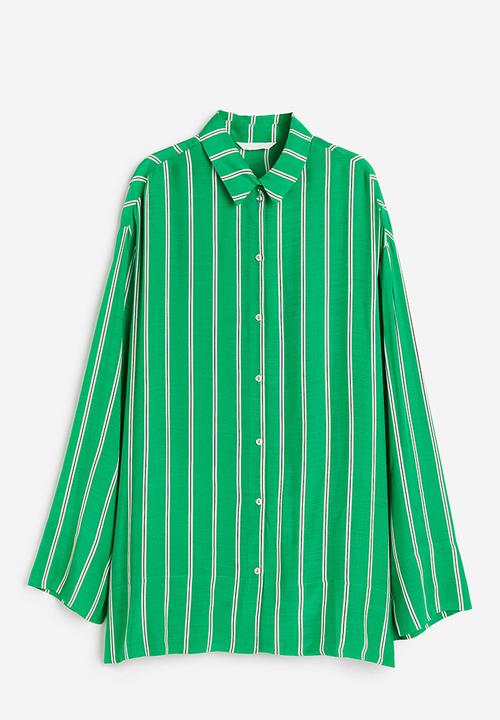 H&M - Oversized shirt - bright green striped