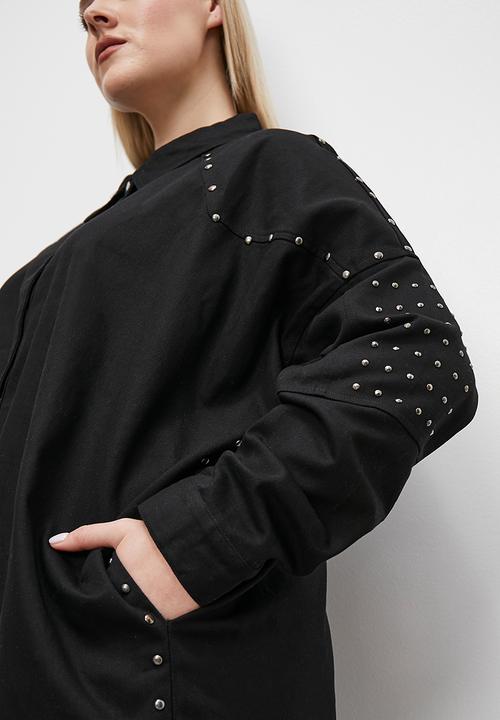 Superbalist - Stud detail denim overshirt - black