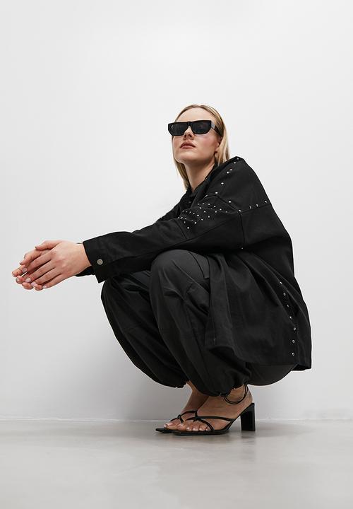 Superbalist - Stud detail denim overshirt - black