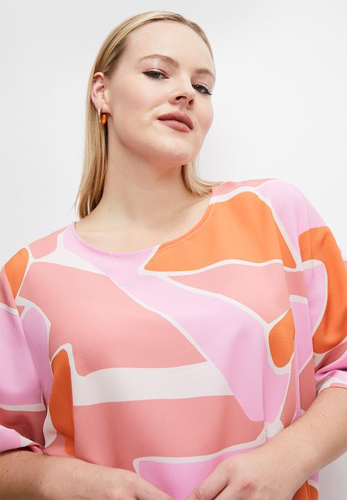 Superbalist - Easy woven tee - red / orange geo