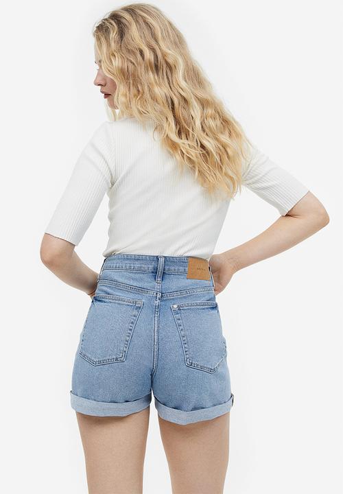 H&M - Mom ultra high denim shorts - light denim blue