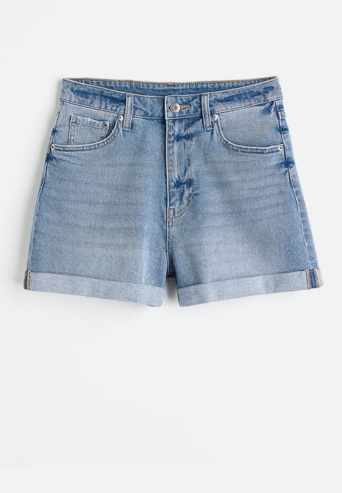 H&M - Mom ultra high denim shorts - light denim blue