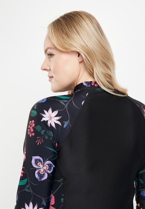 Lizzy - Plus naraku long sleeve rashie - dark indigenous floral