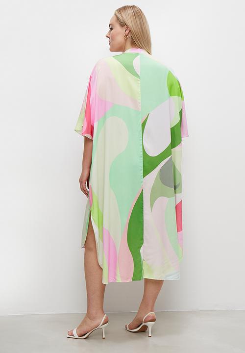 Superbalist - Button through kaftan dress - bold abstract geo