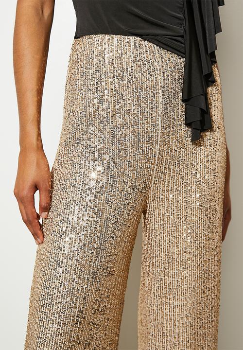 VELVET - Sequin wide leg - soft gold