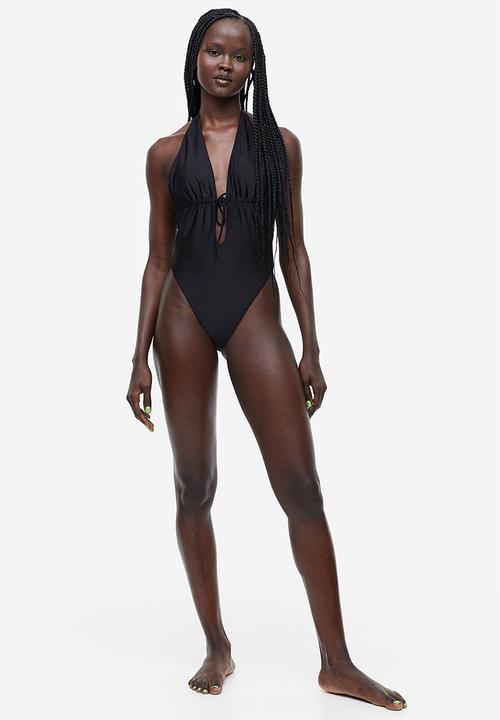 H&M - High leg swimsuit - black