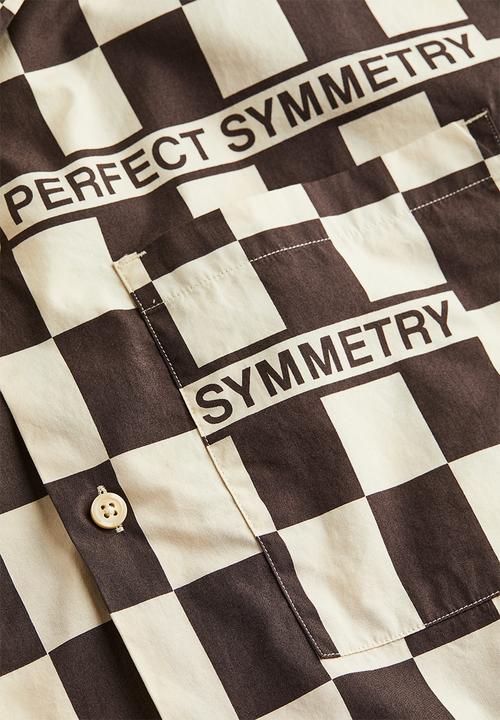 H&M - Oversized fit patterned resort shirt - black & white checked