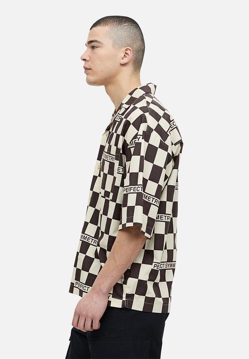 H&M - Oversized fit patterned resort shirt - black & white checked
