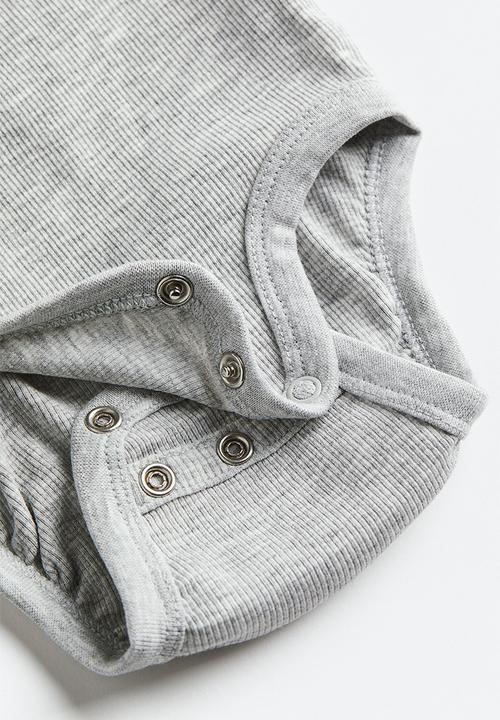 H&M - 2 Pack adjustable-fit long-sleeved bodysuits - grey marl & white 