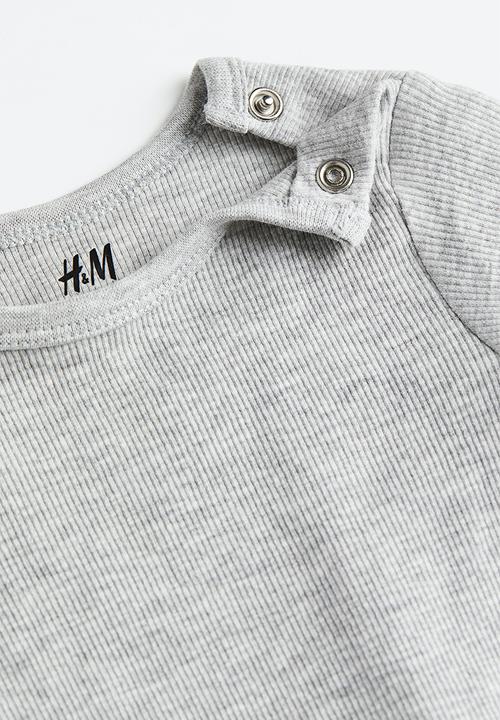 H&M - 2 Pack adjustable-fit long-sleeved bodysuits - grey marl & white 