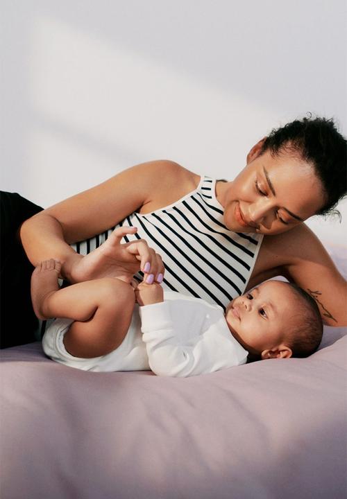 H&M - 2 Pack adjustable-fit long-sleeved bodysuits - grey marl & white 