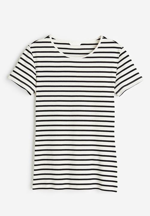 H&M - Ribbed t-shirt - white striped