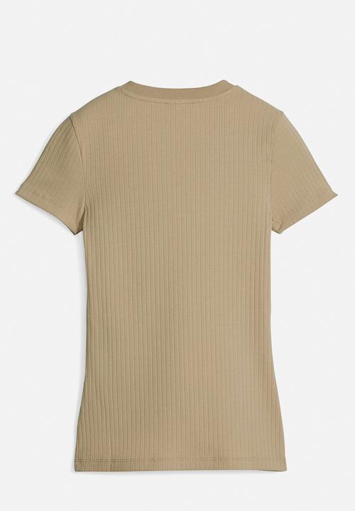 PUMA - Classics ribbed slim tee - sand dune