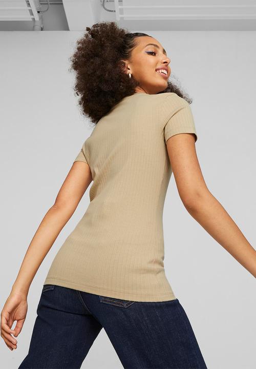 PUMA - Classics ribbed slim tee - sand dune