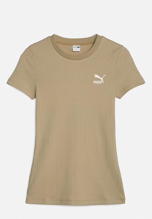 PUMA - Classics ribbed slim tee - sand dune