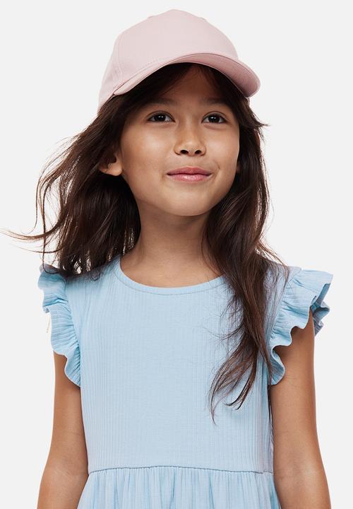 H&M - Flutter-sleeved ribbed dress - light blue