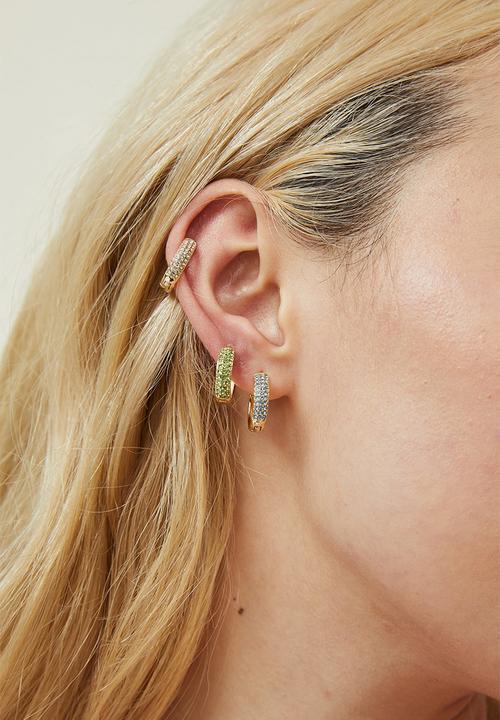 Rubi - 3 Pack mid earring - gold plated dia purple lilac green