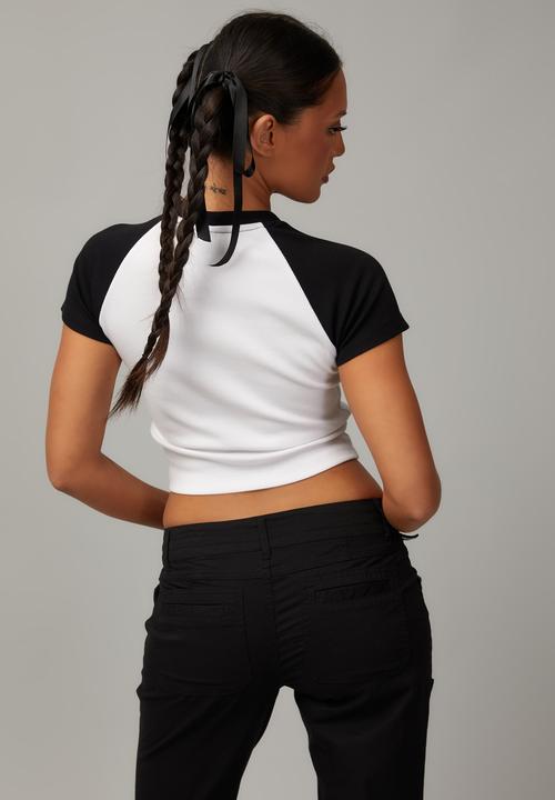 Factorie - Raglan fitted tee -  white & black