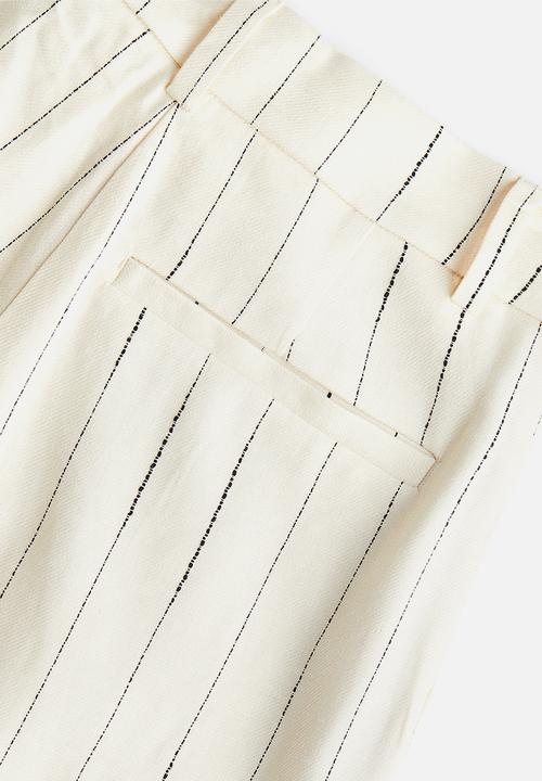 H&M - Linen-blend trousers - white striped 