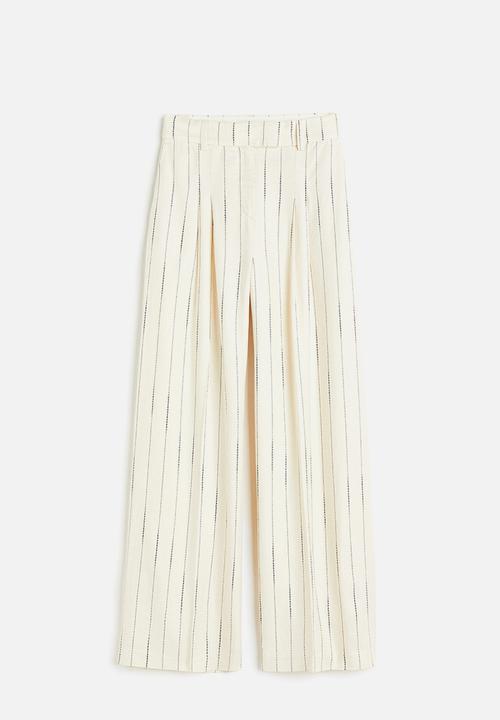 H&M - Linen-blend trousers - white striped 