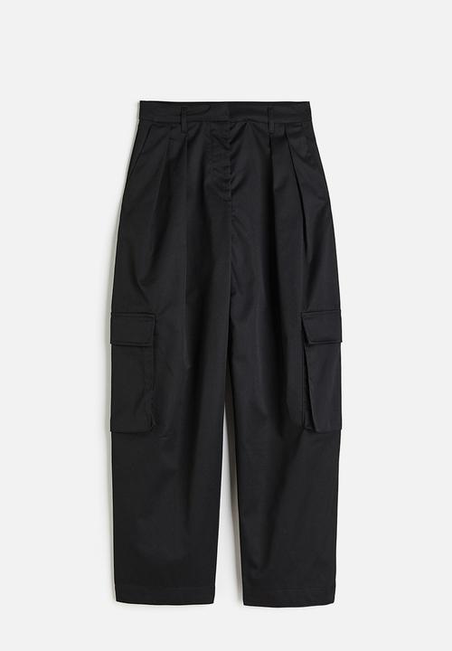 H&M - Wide utility trousers - black