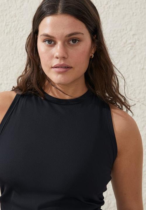 Cotton On - Active rib tank top - black