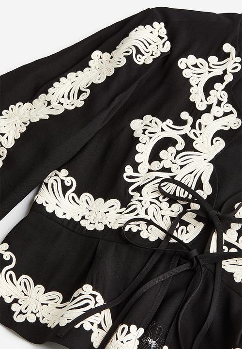 H&M - Appliquéd blouse - black patterned 