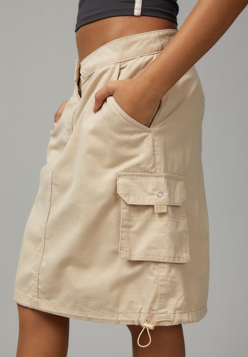 Factorie - Knee length cargo skirt - utility tan