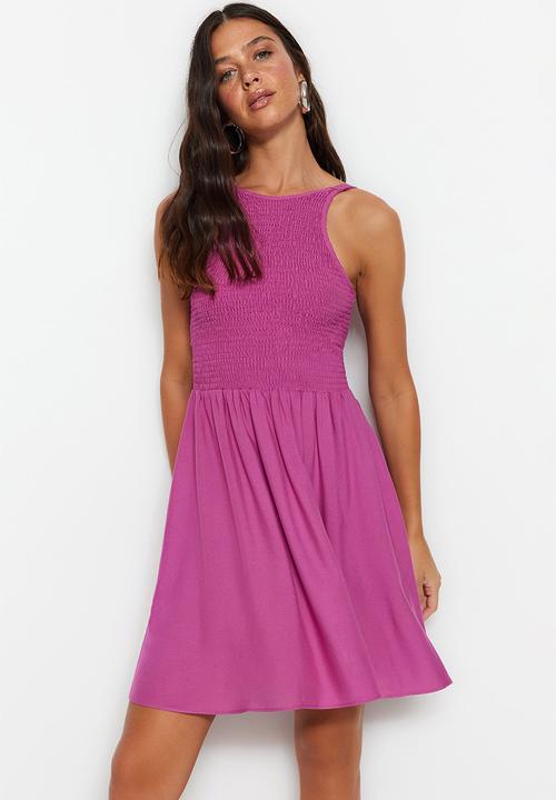 Trendyol - Mini spaghetti skater dress - purple