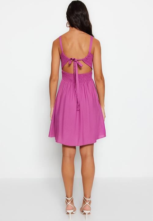 Trendyol - Mini spaghetti skater dress - purple