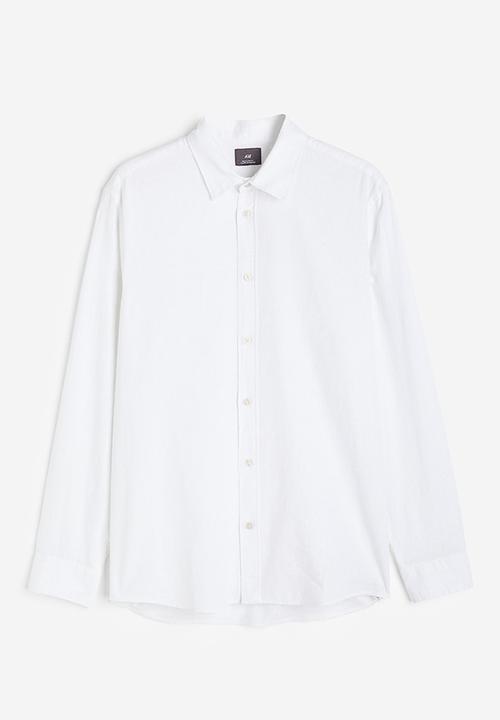 H&M - Regular fit linen-blend shirt - white